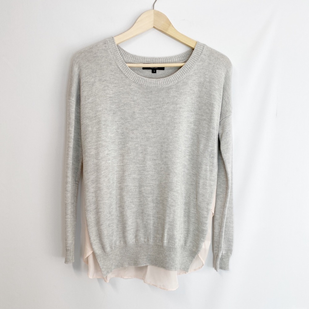 Central Park West Darleen Silk Back Pullover gray Sweater S